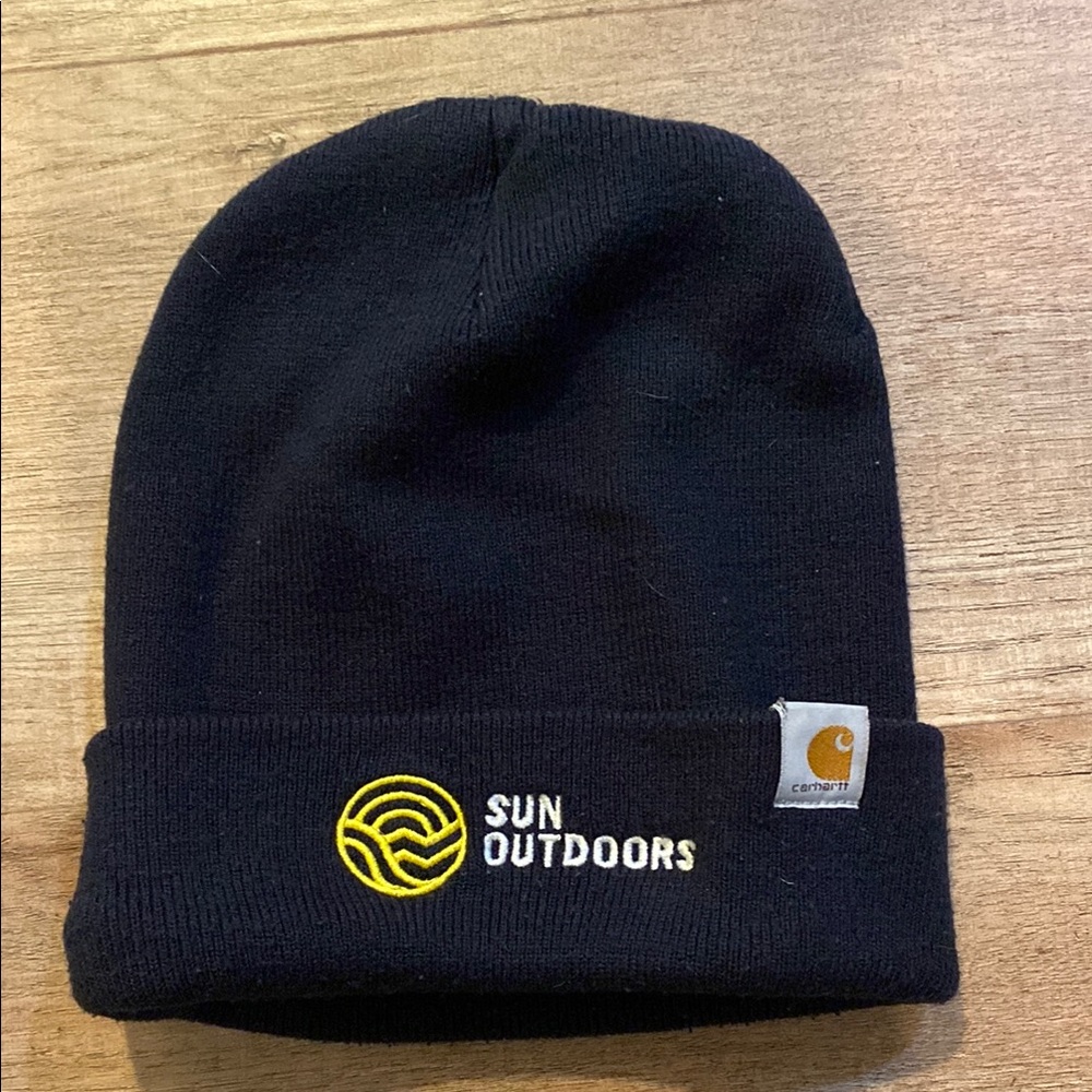 Carhartt Black Beanie with Sun Outdoors Logo